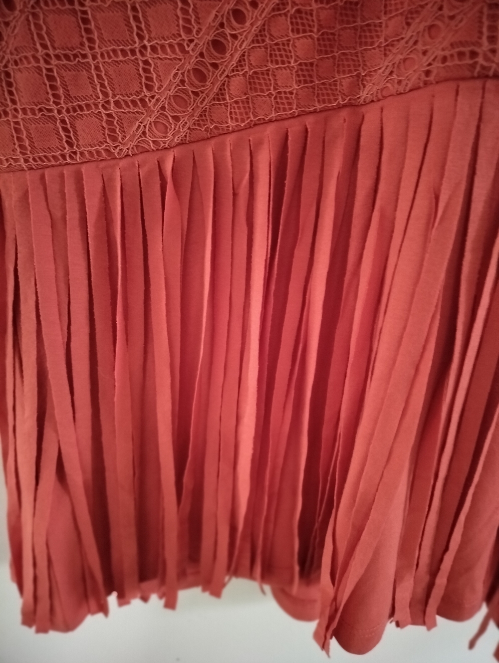 Shyanne Coral Crochet Fringe Tank Dress - Picture 5 of 9